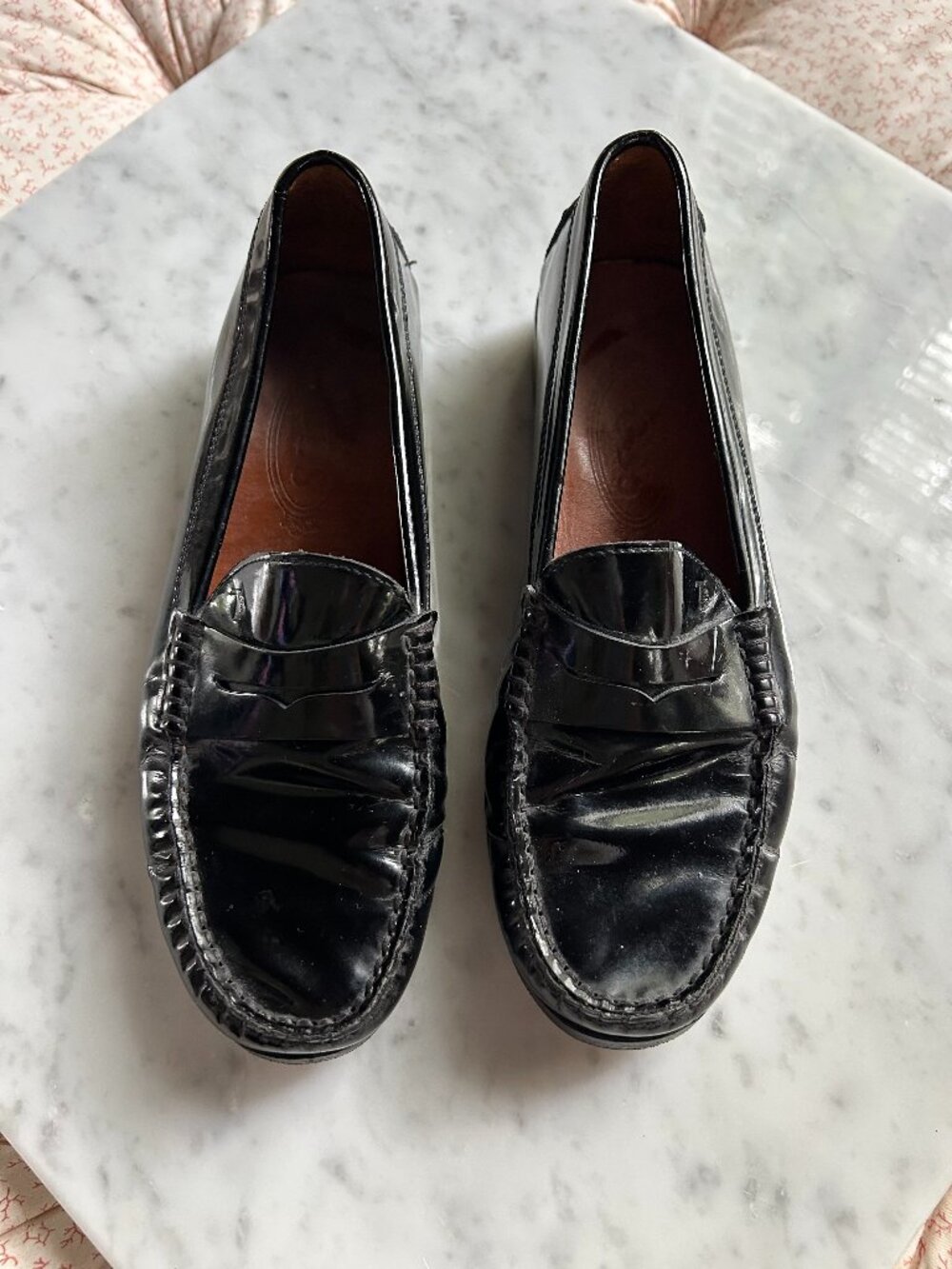 Tod's Black Patent Leather Driving Loafers Size EU 37.5